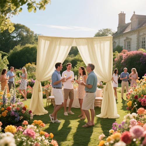 Wedding Arch Draping Fabric Chiffon Fabric, 29in x 18Ft 2 Panels Sheer Chiffon Outdoor Curtain for Wedding, alternate view 2