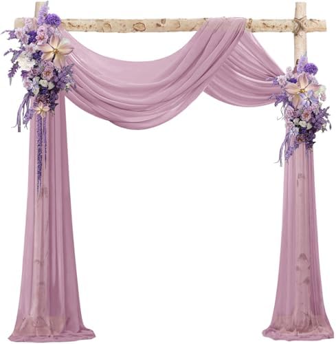 Wedding Arch Draping Fabric Chiffon Fabric, 29in x 18Ft Sheer Chiffon Outdoor Curtain for Wedding Ceremony