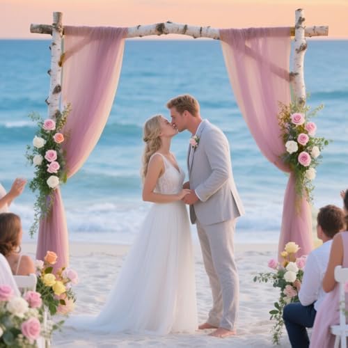 Wedding Arch Draping Fabric Chiffon Fabric, 29in x 18Ft Sheer Chiffon Outdoor Curtain for Wedding Ceremony, alternate view 5