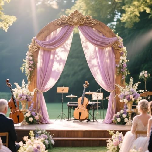 Wedding Arch Draping Fabric Chiffon Fabric, 29in x 18Ft Sheer Chiffon Outdoor Curtain for Wedding Ceremony, alternate view 6