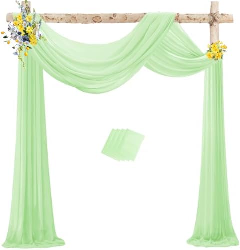 Wedding Arch Draping Fabric Chiffon Fabric, 29in x 18Ft Sheer Chiffon Outdoor Curtain for Wedding Ceremony
