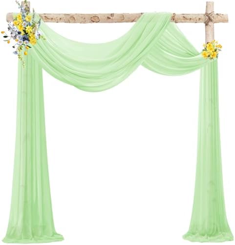 Wedding Arch Draping Fabric Chiffon Fabric, 29in x 18Ft Sheer Chiffon Outdoor Curtain for Wedding Ceremony