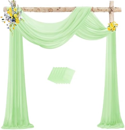 Wedding Arch Draping Fabric Chiffon Fabric, 29in x 18Ft Sheer Chiffon Outdoor Curtain for Wedding Ceremony