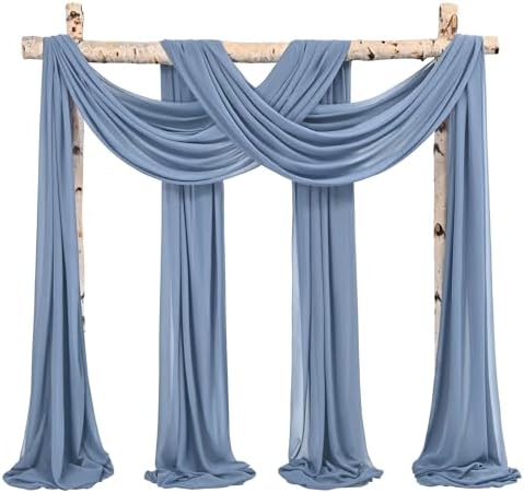 Wedding Arch Draping Fabric Dusty Blue Chiffon Fabric Drapes in Dusty Blue