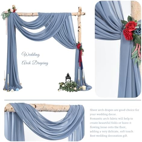 Wedding Arch Draping Fabric Dusty Blue Chiffon Fabric Drapes in Dusty Blue, alternate view 3