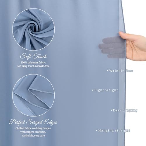 Wedding Arch Draping Fabric Dusty Blue Chiffon Fabric Drapes in Dusty Blue, alternate view 4