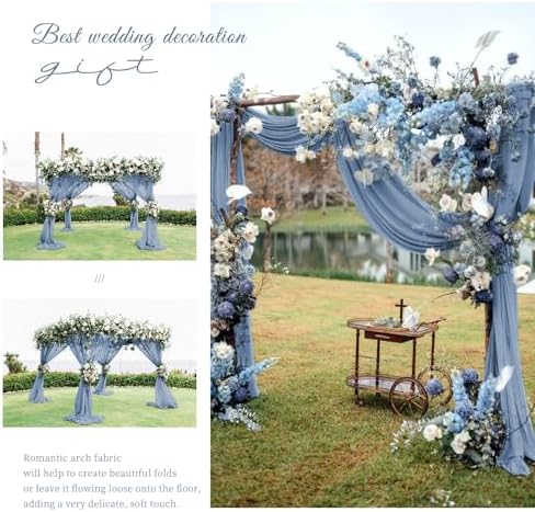 Wedding Arch Draping Fabric Dusty Blue Chiffon Fabric Drapes in Dusty Blue, alternate view 6