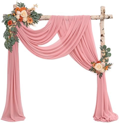 Wedding Arch Draping Fabric Dusty Rose Chiffon Fabric Drapes in Dusty Rose, alternate view 2