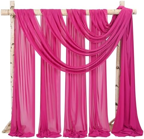 Wedding Arch Draping Fabric Fuchsia Chiffon Fabric Drapes in Fuchsia, alternate view 2