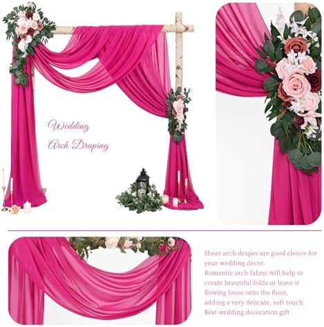 Wedding Arch Draping Fabric Fuchsia Chiffon Fabric Drapes in Fuchsia, alternate view 3