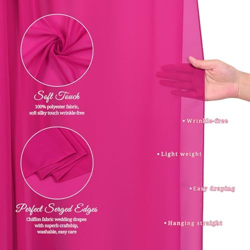 Wedding Arch Draping Fabric Fuchsia Chiffon Fabric Drapes in Fuchsia, alternate view 4