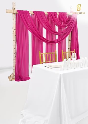 Wedding Arch Draping Fabric Fuchsia Chiffon Fabric Drapes in Fuchsia, alternate view 5