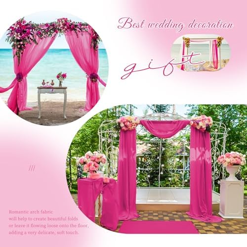 Wedding Arch Draping Fabric Fuchsia Chiffon Fabric Drapes in Fuchsia, alternate view 6