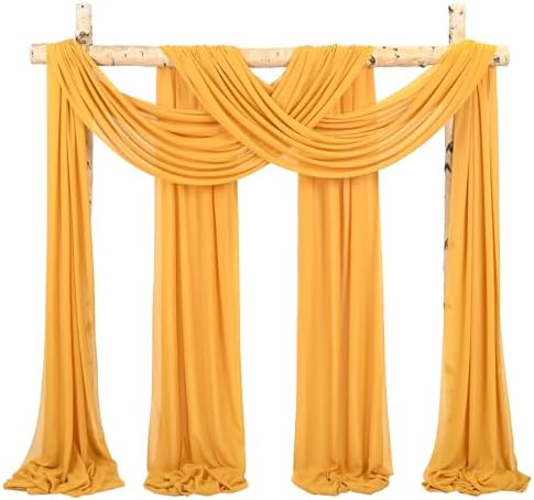 Wedding Arch Draping Fabric Gold Chiffon Fabric Drapes in Gold