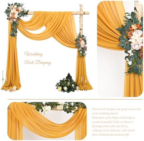Wedding Arch Draping Fabric Gold Chiffon Fabric Drapes in Gold, alternate view 3