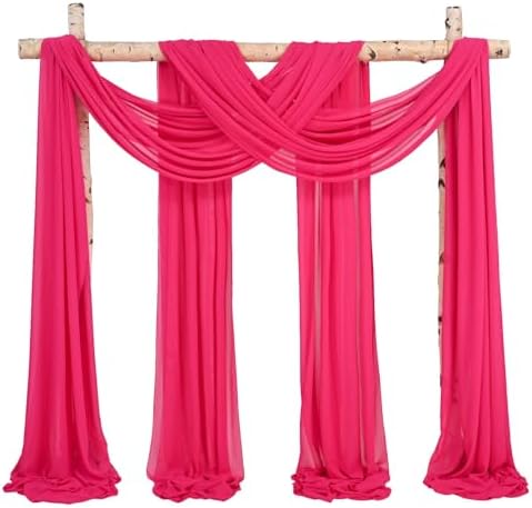 Wedding Arch Draping Fabric Hot Pink Chiffon Fabric Drapes in Hot Pink