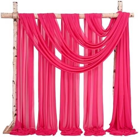 Wedding Arch Draping Fabric Hot Pink Chiffon Fabric Drapes in Hot Pink, alternate view 2