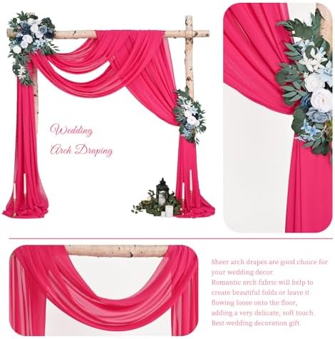 Wedding Arch Draping Fabric Hot Pink Chiffon Fabric Drapes in Hot Pink, alternate view 3