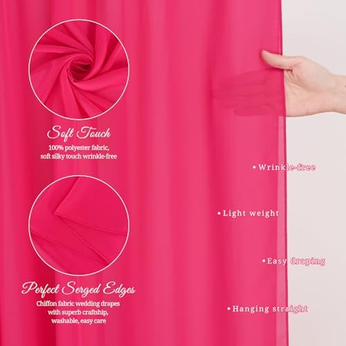 Wedding Arch Draping Fabric Hot Pink Chiffon Fabric Drapes in Hot Pink, alternate view 4
