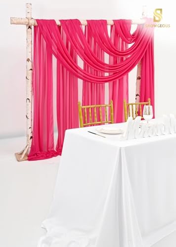 Wedding Arch Draping Fabric Hot Pink Chiffon Fabric Drapes in Hot Pink, alternate view 5