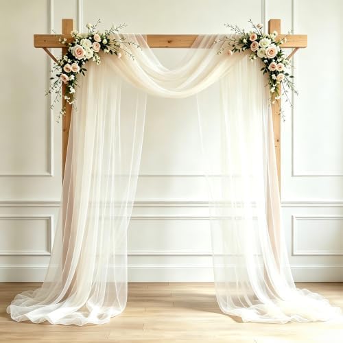 Wedding Arch Draping Fabric, Ivory, 2 Panels, 28.7in x 20ft in 28.7"W x 240"L (Pack of 2) in Ivory