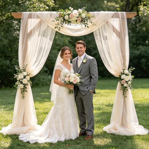 Wedding Arch Draping Fabric, Ivory, 2 Panels, 28.7in x 20ft in 28.7"W x 240"L (Pack of 2) in Ivory, alternate view 2