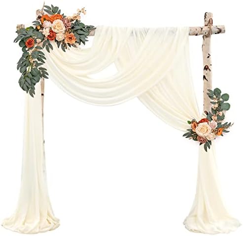 Wedding Arch Draping Fabric Ivory Chiffon Fabric Drapes in Ivory, alternate view 2