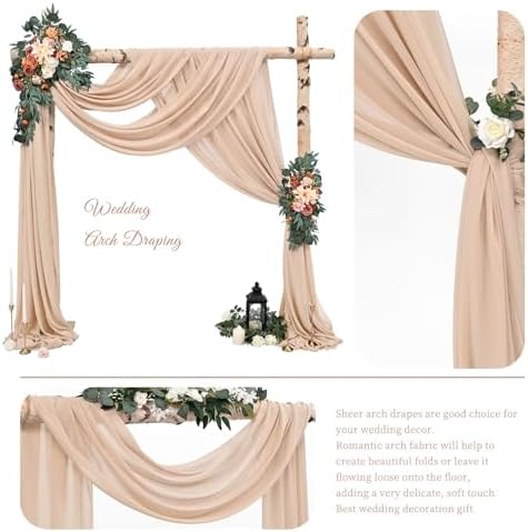 Wedding Arch Draping Fabric Nude Chiffon Fabric Drapes in Nude, alternate view 3