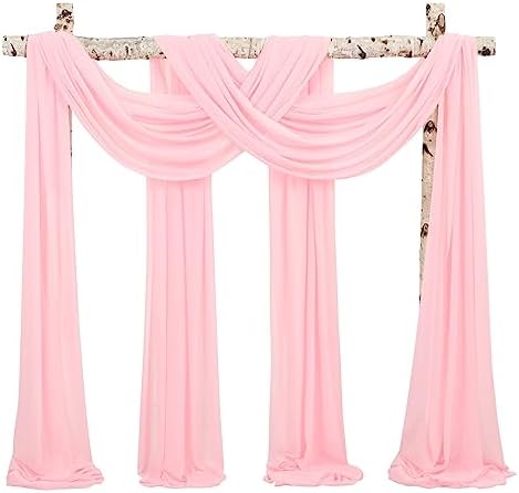 Wedding Arch Draping Fabric Pink Chiffon Fabric Drapes in Pink