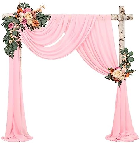 Wedding Arch Draping Fabric Pink Chiffon Fabric Drapes in Pink, alternate view 2