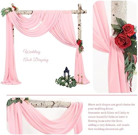Wedding Arch Draping Fabric Pink Chiffon Fabric Drapes in Pink, alternate view 3