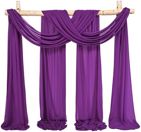 Wedding Arch Draping Fabric Purple Chiffon Fabric Drapes in Purple