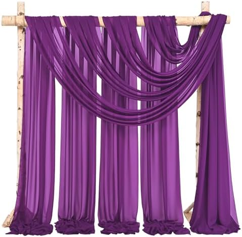 Wedding Arch Draping Fabric Purple Chiffon Fabric Drapes in Purple, alternate view 2