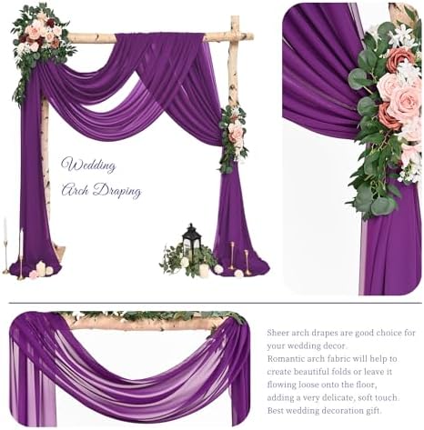 Wedding Arch Draping Fabric Purple Chiffon Fabric Drapes in Purple, alternate view 3