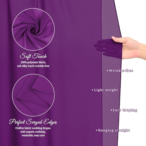 Wedding Arch Draping Fabric Purple Chiffon Fabric Drapes in Purple, alternate view 4