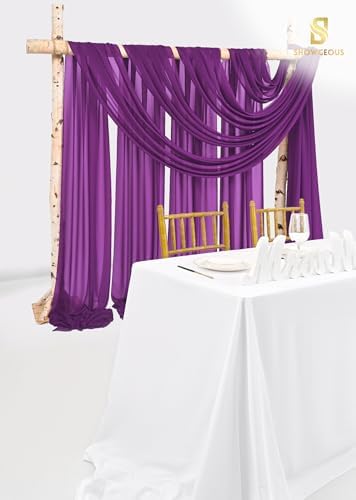 Wedding Arch Draping Fabric Purple Chiffon Fabric Drapes in Purple, alternate view 5