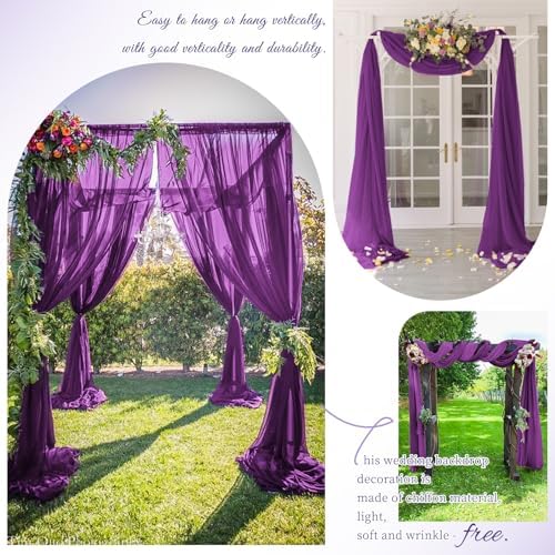 Wedding Arch Draping Fabric Purple Chiffon Fabric Drapes in Purple, alternate view 6