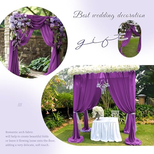 Wedding Arch Draping Fabric Purple Chiffon Fabric Drapes in Purple, alternate view 7