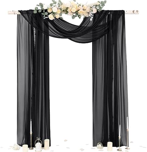Wedding Arch Draping Fabric Sheer Curtain Drapes Birthday Party Home Decor in Black