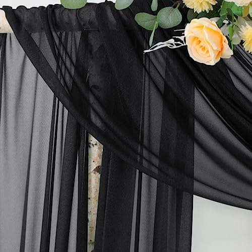 Wedding Arch Draping Fabric Sheer Curtain Drapes Birthday Party Home Decor in Black, alternate view 4