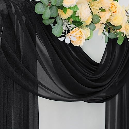 Wedding Arch Draping Fabric Sheer Curtain Drapes Birthday Party Home Decor in Black, alternate view 5