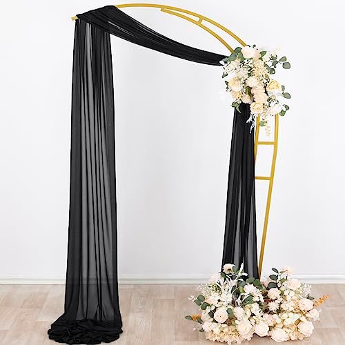 Wedding Arch Draping Fabric Sheer Curtain Drapes Birthday Party Home Decor in Black, alternate view 6