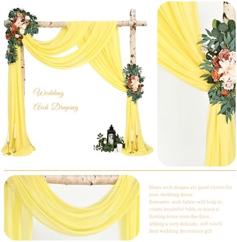 Wedding Arch Draping Fabric Yellow Chiffon Fabric Drapes in Yellow, alternate view 3