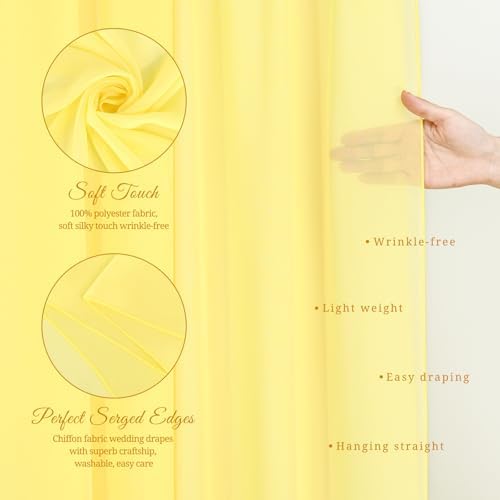 Wedding Arch Draping Fabric Yellow Chiffon Fabric Drapes in Yellow, alternate view 4
