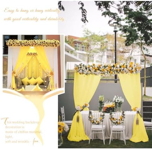 Wedding Arch Draping Fabric Yellow Chiffon Fabric Drapes in Yellow, alternate view 6