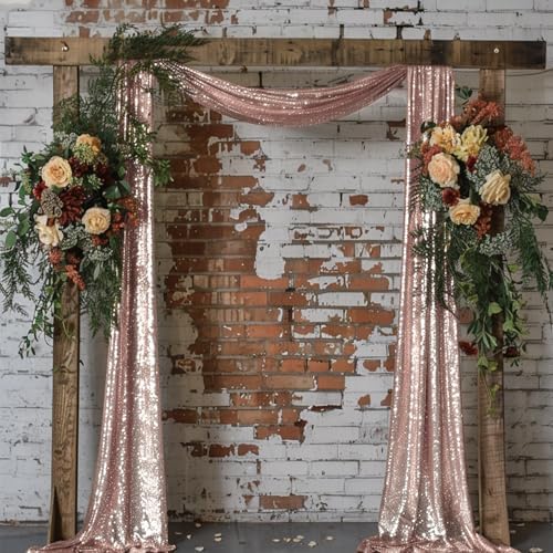 Wedding Arch Draping Rose Gold Wedding Arch Drapes Party in 1Panel/12''x18FT in Rose Gold