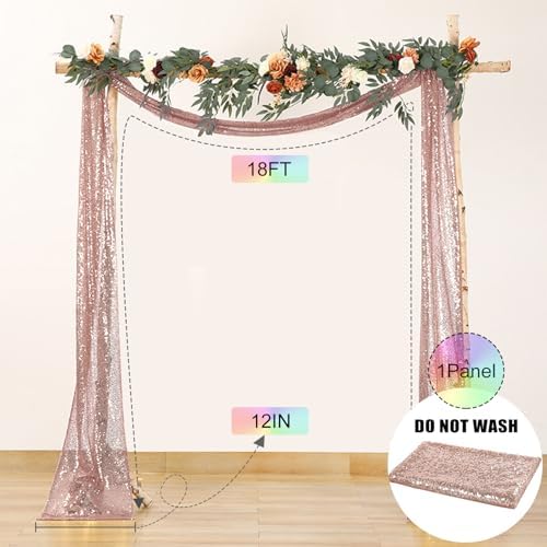 Wedding Arch Draping Rose Gold Wedding Arch Drapes Party in 1Panel/12''x18FT in Rose Gold, alternate view 2
