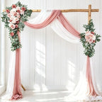Wedding Arch Flower Kit of 4 Large:43in Small:33in Artificial Floral Arrangements Sheer Drapes for Ceremony