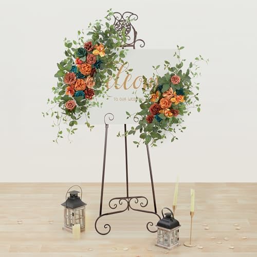 Wedding Arch Flower Pack of 2 Artificial Silk Large Flower Swag Wedding Arches for Ceremony Reception Backdrop, alternate