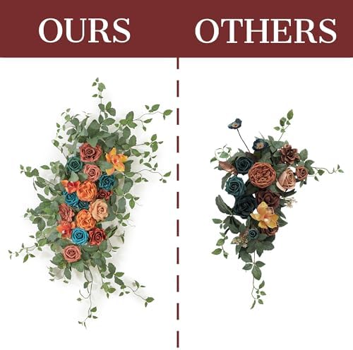 Wedding Arch Flower Pack of 2 Artificial Silk Large Flower Swag Wedding Arches for Ceremony Reception Backdrop, alternate